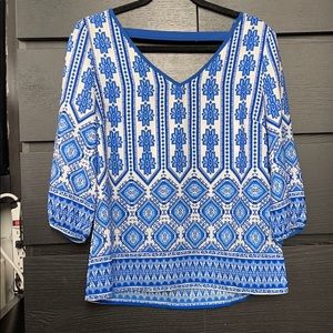 Blue printed top with strappy back